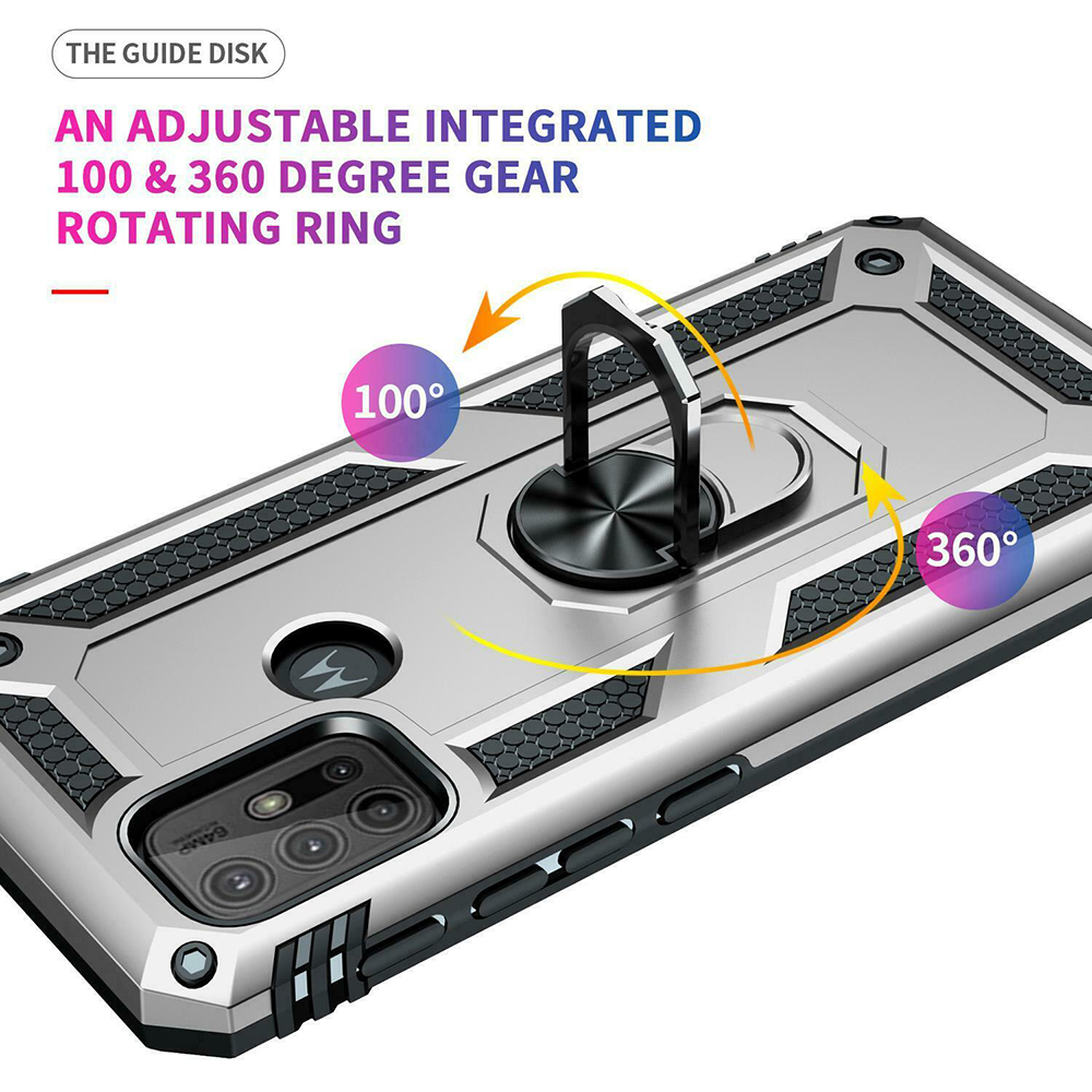 Protectores para celular  para Motorola  MOTO G10 / G20 / G30 Funda reforzada con anillo v2 Plateado